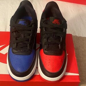 Nike Kids' Air Force 1”s Sneakers in Black, Red, and Blue